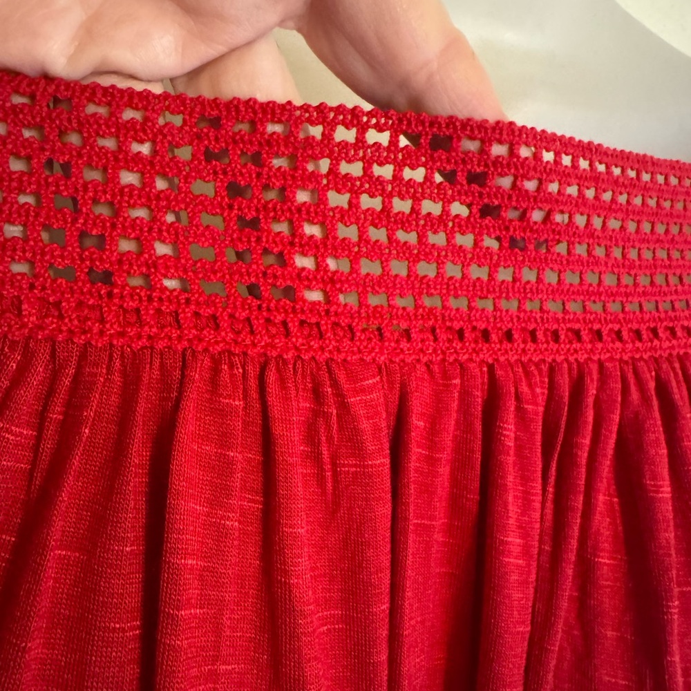 NWT  Old Navy Red Crochet Square-Neck Peasant Top   SIZE: 2X    #K - Picture 4 of 12